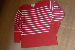 Pulli Pullover Basic Damen Sweatshirt  Rot Weiss 36/38 TOP