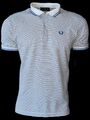 FRED PERRY Herren Casual Poloshirt Baumwolle gestreift weiß /schwarz Gr.S