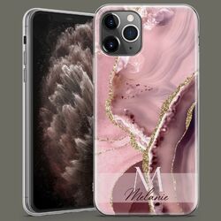 Personalisiert Brauch Name Roségold Marmor Gel Handyhülle für iPhone 16 15 14 13