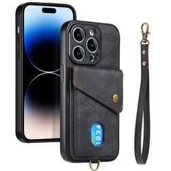 Hülle für iPhone 16 15 14 Pro Max 12 11 Leder Kartenfach Wallet mit Handykette