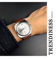 Men Classic Retro Square Dial Leather Band Watch Casual Quartz Analog Wristwatch