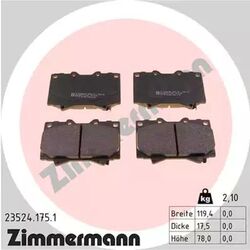 1x ORIGINAL® Zimmermann 23524.175.1 Bremsbelagsatz, Scheibenbremse Vorne, inkl.