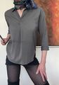 Schöne Uniqlo Bluse Shirt GrXS/34-36 olivgrün 3/4Arm 76%Vis. 24%PE  neuw. LP.35€