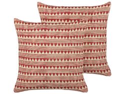 Dekokissen 2er Set mit Füllung Muster Baumwolle rot / beige 45 x 45 cm Deglupta