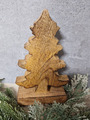 stabile Weihnachtstanne aus Mangoholz mit Goldglitzer Deko eiche 23,5x14,5x6,3cm