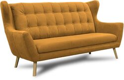 Sofa 2 Sitze Couch 2 seat Holzfüße hochwertiger Flechtstoff Knöpfe skandinavisch✔Höchste Handwerkqualität  ✔Öko-Tex ✔Gratis Stoffproben