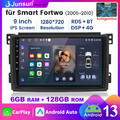 Android13 Autoradio GPS Navi 4+64GB 8Kern CarPlay Für Smart Fortwo 451 2005-2010