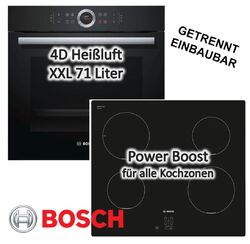 Herdset Bosch Einbaubackofen EcoClean Pizzafunktion + Induktionskochfeld schwarz