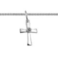 Baby Taufe Kinder Kommunion Zirkonia weiß Kreuz Anhänger mit Kette Silber 925