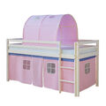 Hochbett 90x200 Kinder Weiß Bett Holz Stockbett Vorhang Tunnel Rosa Homestyle4u