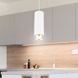 Hängelampe Esstischleuchte Pendellampe LED Chrom Wohnzimmerlampe Gips weiß 181cm
