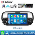 7" Android 13 64G Carplay Autoradio GPS SAT NAV WiFi Cam Für Fiat 500 2007-2015