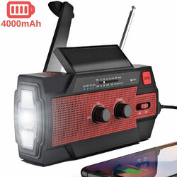 Solar Radio, Tragbar Kurbelradio Dynamo Radio mit AM/FM Notfall LED Taschenlampe