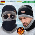 Winter Fleece gefütterte Beanie Mütze Strickmütze & Schal Herren Outdoor Warme