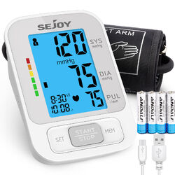 SEJOY Blutdruckmessgerät Oberarm mit Hintergrundbeleuchtung Arrhythmie-Erkennung