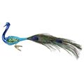 Christbaumschmuck Glas Vogel Pfau mit Federn auf Clip 8,5cm Blau Weihnachtskugel