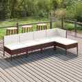 5-tlg. Garten-Lounge-Set mit Auflagen Poly Rattan Braun