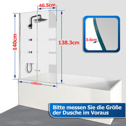 Duschwand für badewanne Badewannenaufsatz Nano Faltwand NANO-GLAS 2-3teilig