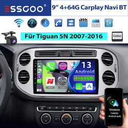 Android 13 4+64G Apple Carplay Navi GPS Autoradio Kam Für VW Tiguan 5N 2007-2014
