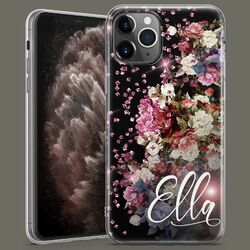 Personalisierte Handyhülle für iPhone Florale Blumendiamant Brauch name 15 14 13