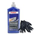 SONAX 250ml POLISH und WAX COLOR BLAU Wachs Autopolitur Gratis Nitrilhandschuhe