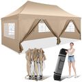 Khaki Pavillon Faltpavillon 3x6m Anti-UV Wasserdicht Stabil Gartenzelt Partyzelt