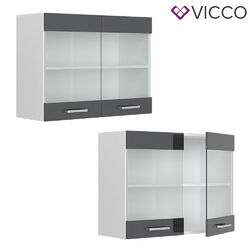 Hängeglasschrank Küchenschrank Küchenzeile R-Line 80 cm Vicco