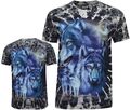 T-Shirt Krawatte Dye Wolves under a Full Moon Wolf Pack Wald leuchten im Dunkeln von Wild