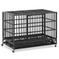 Schwerlast-Hundekäfig 4 Räder 2 Türen 95 x 65 x 77,4 cm Hundetransportbox 