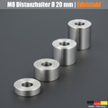 1-50x Distanzhülse M8 Edelstahl Ø20mm L-Ø:8,2mm Distanzhalter Abstandshalter V2A