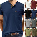 Herren Henley Shirt Kurzarm Hemd Bluse mit Knöpfen Freizeit T-Shirt Casual Tops