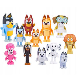 Bluey Family Bingo Dog Dad Mom Action Figures Familie und Freunde Set 12pcs