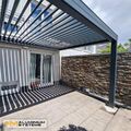 Pavillon Lamellendach Aluminium Pergola Gartenpavillon Sonnenschutz 4,5 m x 4 m