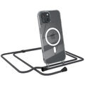 MagSafe Handykette für iPhone 15 Hülle Band Kordel Case Cover Grau / Schwarz