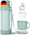 Thermosflasche 1,5L, Thermoskanne Mit 2 Becher, Doppelwand Aus Edelstahl Isolier