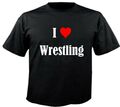 T-Shirt I Love Wrestling für Damen Herren und Kinder Farben Schwarz Weiss Pink