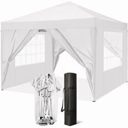 Pavillon 3x3/3x6m Wasserdicht Gartenzelt Faltpavillon Partyzelt Pop Up Zelt Weiß