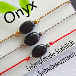 Schwarzer Onyx Armband Edelstein Naturstein Damen Schmuck Talisman Perlenarmband