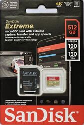 NEU 🙂 512GB SanDisk Extreme PRO microSD 200MB/s 190MB/s V30 U3 8K Speicherkarte