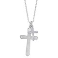 14K Weißgold Diamant 2 Kreuz Halskette Anhänger Zertifiziert Natürlich