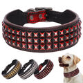 Hundehalsband Echtes Leder Halsband Nietenhalsband 5cm Breites Verstellbar L XL