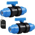 2 Stück Kugelhahn für PE-Rohr Kunststoff Kugelhahn PP-Fitting Verschraubung f...
