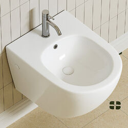 Bidet & Hänge WC Komplettset I Wand Toilette mit Softclose WC-Sitz I Wand Bidet