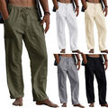 Herren Strand Locker Baumwolle Leinen Hose Yoga Kordelzug Elastische Hose Somm .