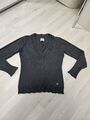 Dunkelgrauer Baumwoll Strick Pullover tiefer V-Ausschnitt Gr.M 36-38 von Esprit 