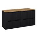 Waschtisch Unterschrank 120 cm schwarz mit Eiche Badmöbel Waschbeckenschrank 