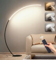 LED Stehlampe Dimmbar Bogenlampe Wohnzimmer, 25W Schwarz Stehleuchte Mit Fernbed