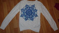 Strick Pullover Desigual, Gr. S (164), weiß mit Applikation, super Zustand!