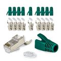 10x RJ45 Netzwerkstecker CAT7 6A LAN Netzwerk Stecker Zugentlastung in Grün 