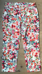 PETER HAHN 🌼🌸🌺 Hose Jeans bunt 40 kurz 20 Blumen weiß rosa orange NEU